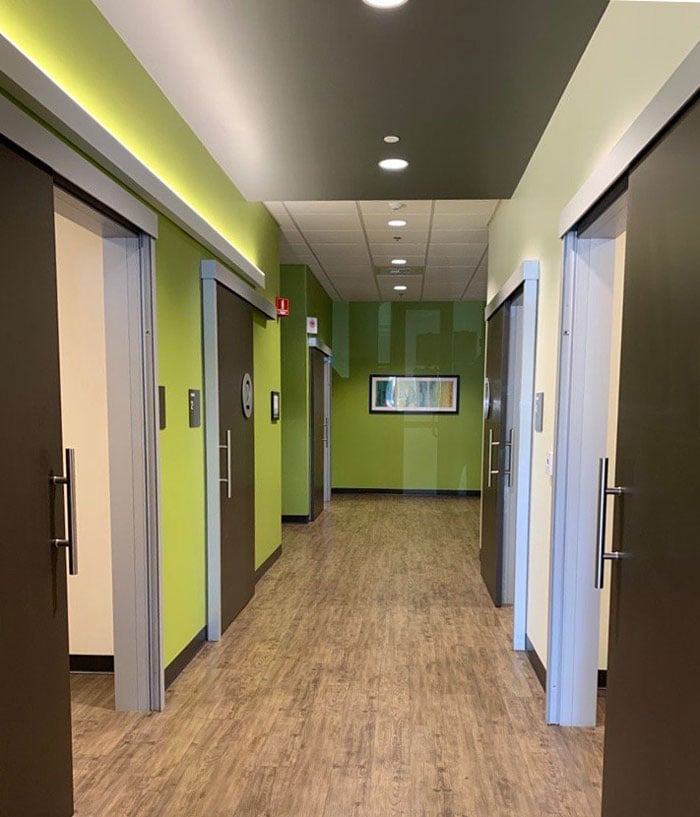 Healthcare hallway sliding doors